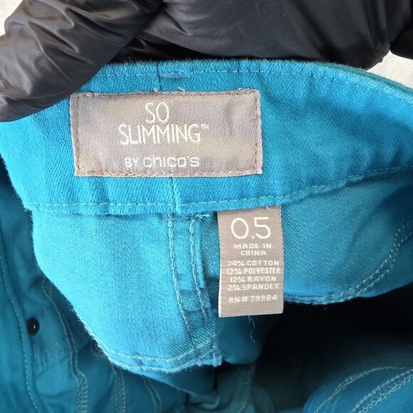 Chicos So Slimming Jeans Womens 6 Blue Stretch Straight Leg Ankle Zipper Pants - Picture 10 of 11